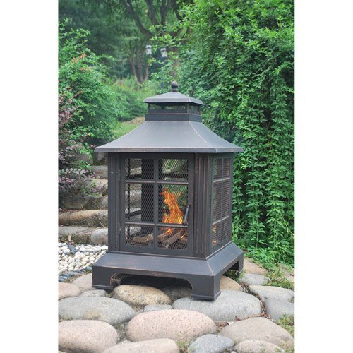 Vintage Antique Bronze Fireplace with PVC Cover and Poker | for Your Backyard, Patio, Deck & Garden or BBQ Grill