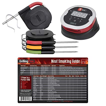 GrillingPros Weber iGrill2 Complete Master Kit with 3 Pro Meat Probes, 1 Ambient Pro Probe and Meat Smoking Guide Magnet